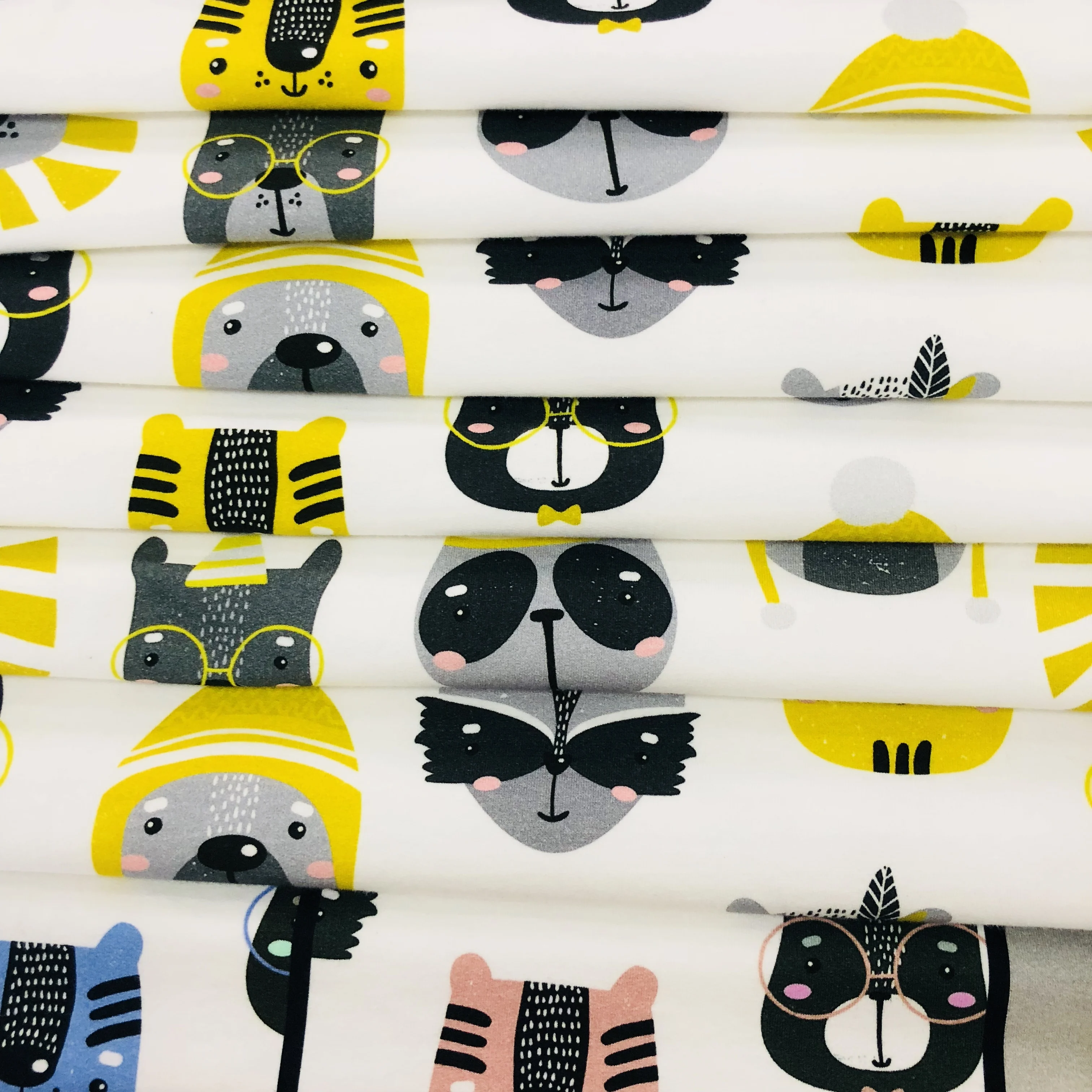 Cartoon Designs Digital Printed Cotton Spandex Knitted French Terry Fabric For