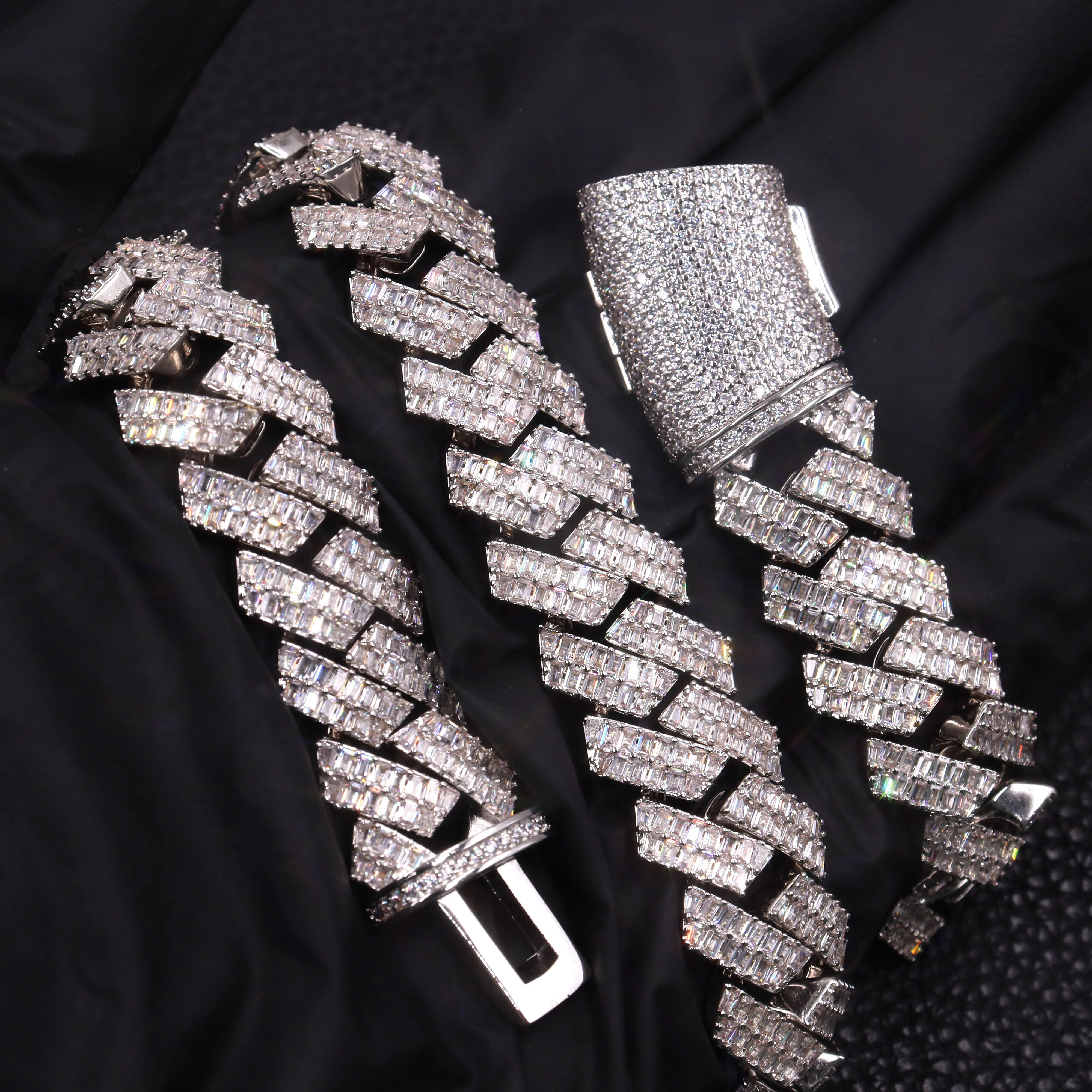 16mm Iced Out Diamond Miami Cuban Link Chain CZ Necklace 925 Sterling Silver Men Necklace 14k Gold Plated Hand Set