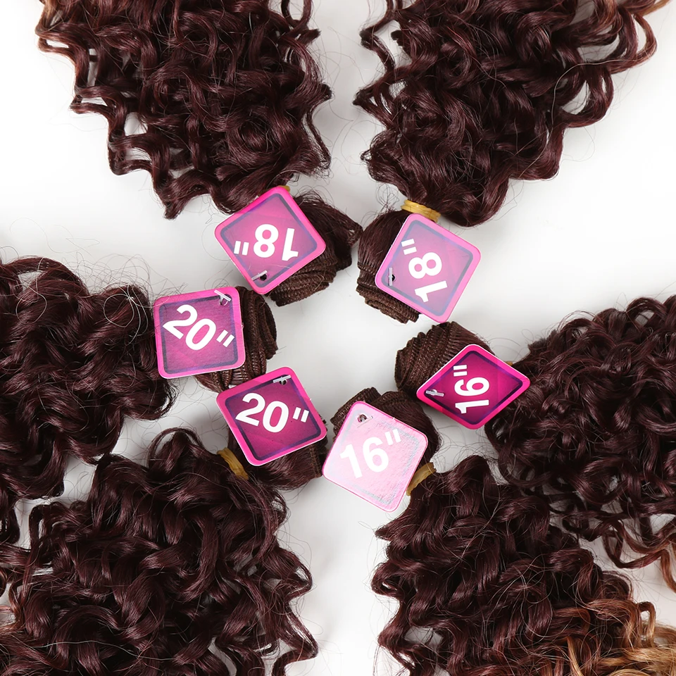 Гладкий Оптовая Продажа африканские Курчавые Кудрявые волосы для наращивания на заколке, длина 16-20 дюймов Синтетические волосы пучки синтетические волосы на кружеве с закрытием волна волос для женщин