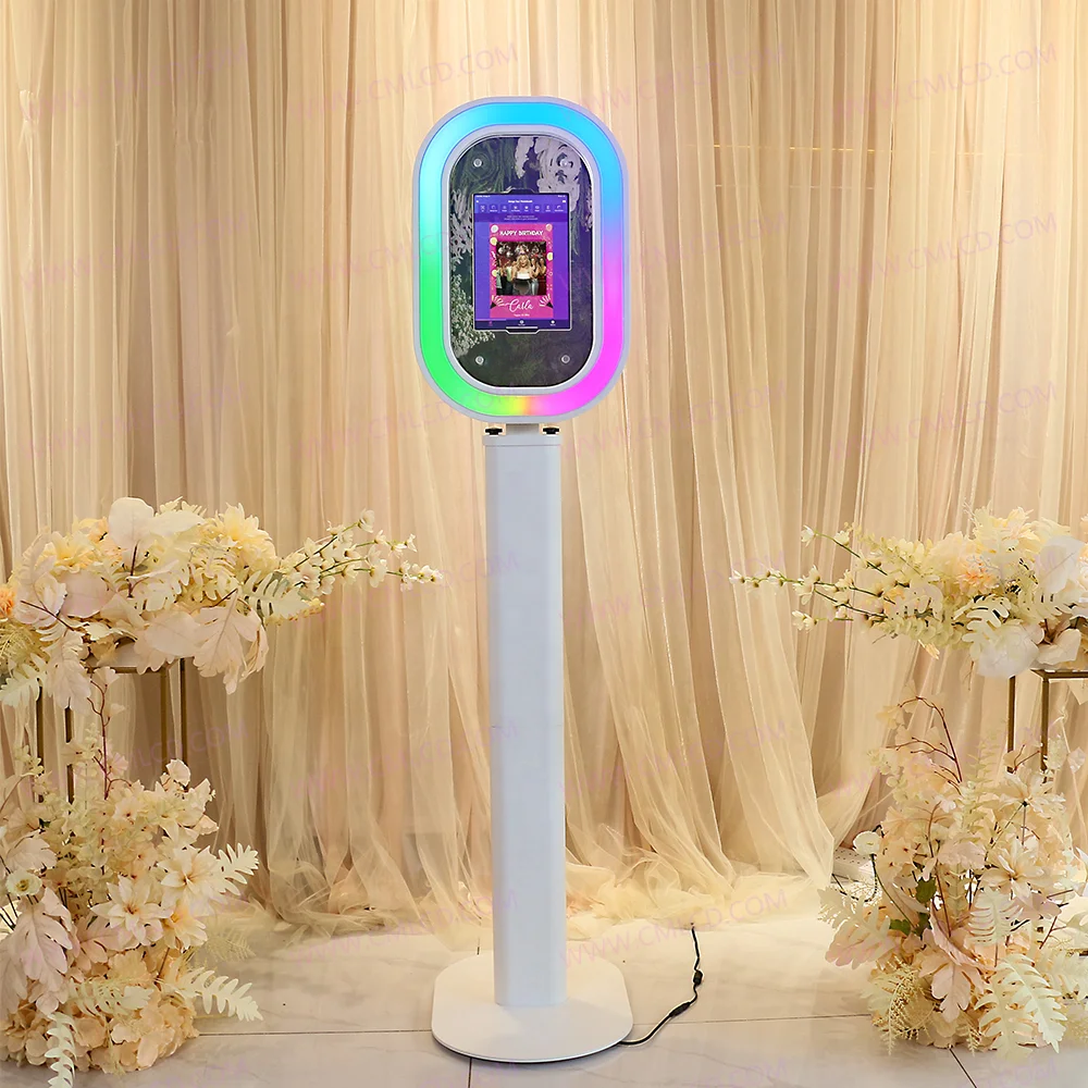 Oval iPad photo booth machine remote control LED RGB light iPad photobooth shell plastic mirror iPad photo booth aluminum made