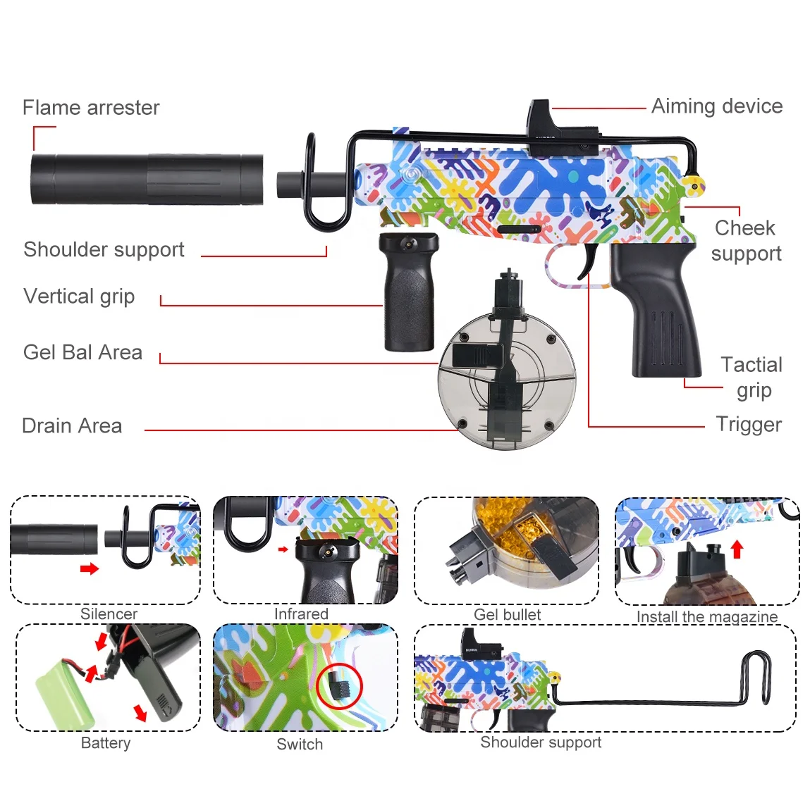 Electric Gel Ball Blaster, soft gun toys, for outdoor team play