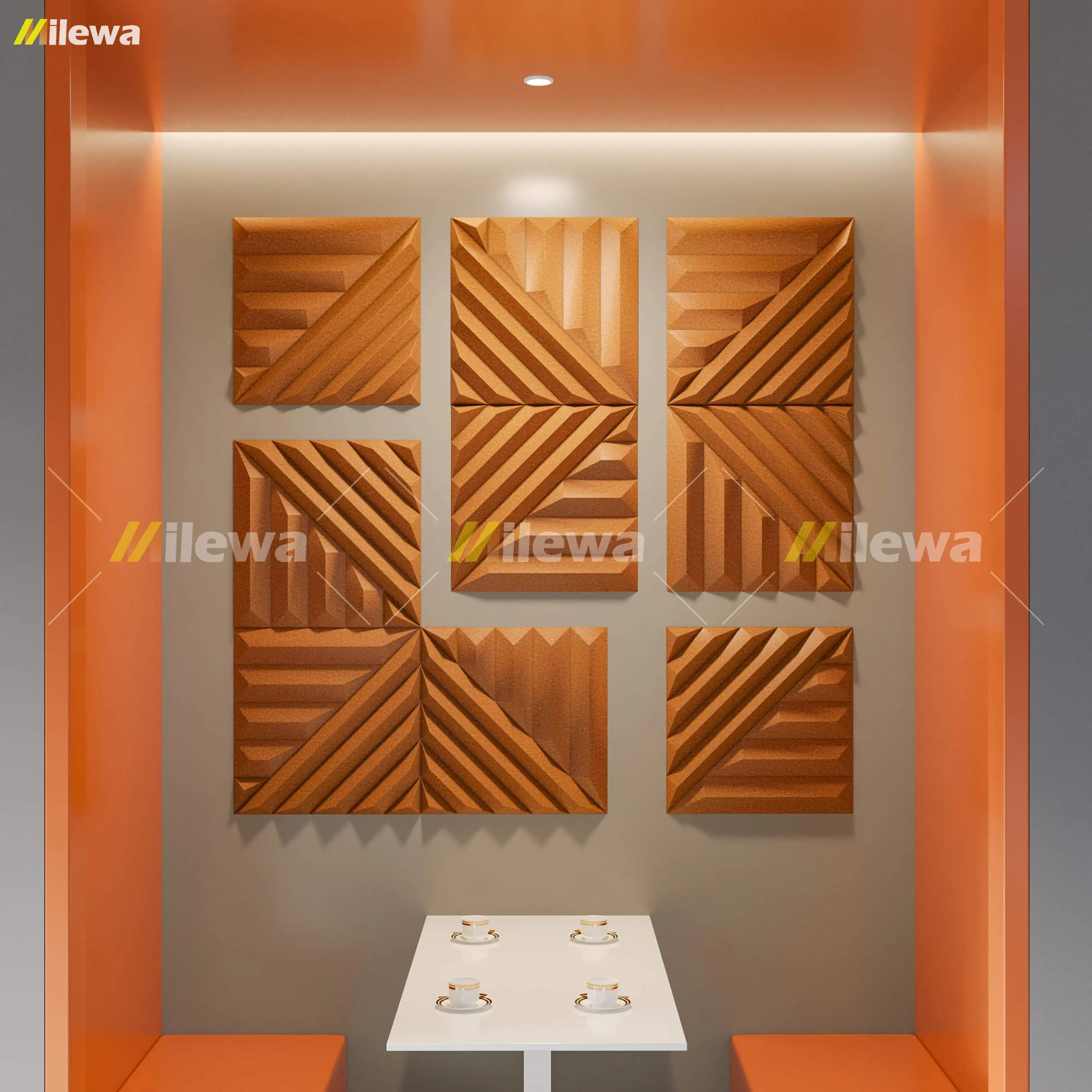 New Design Soundproof Material Fabric Acoustic Wall Panel 3D Mold PET Sound Absorbing Acoustic Panels for Recording Studio