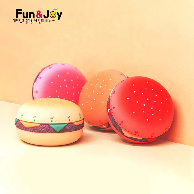 
Cooking Gadgets Cute Cartoon Hamburger Mechanical Timer Reminder Alarm Clock 60 minutes Kitchen Count Down Timer 