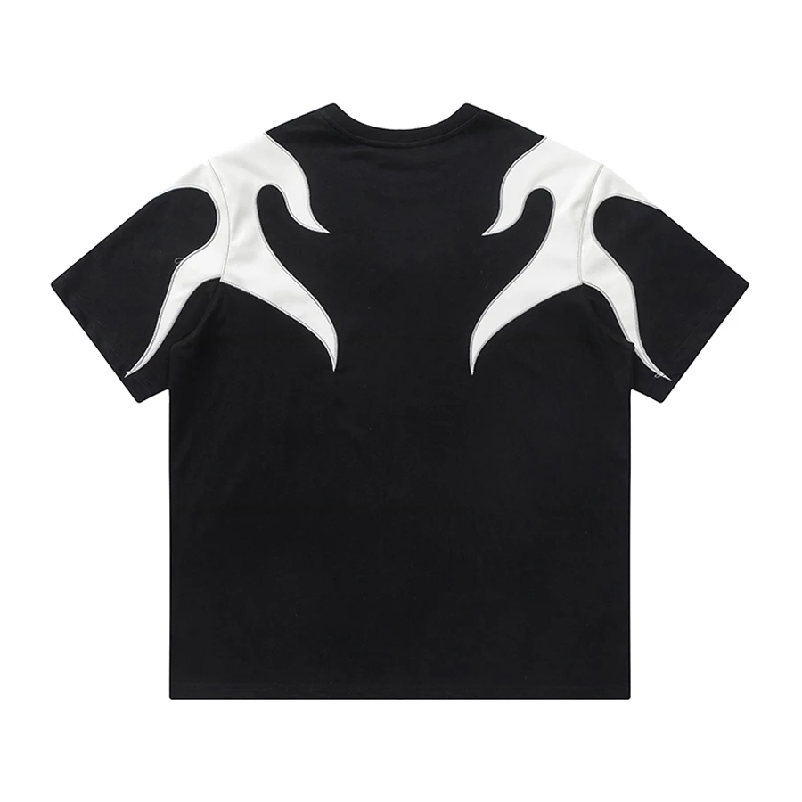 Plus Size Mens Custom PU Leather Patches embroidery Logo Patches Sew Custom Heavyweight Oversized tshirt