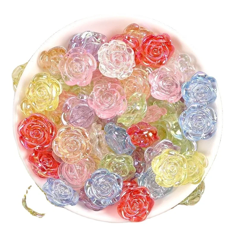 New Arrival Dreamy Beauty Colorful Transparent Baroque Butterfly Rose Shape Resin Cabochons Slime Charms For Jewelry Accessories