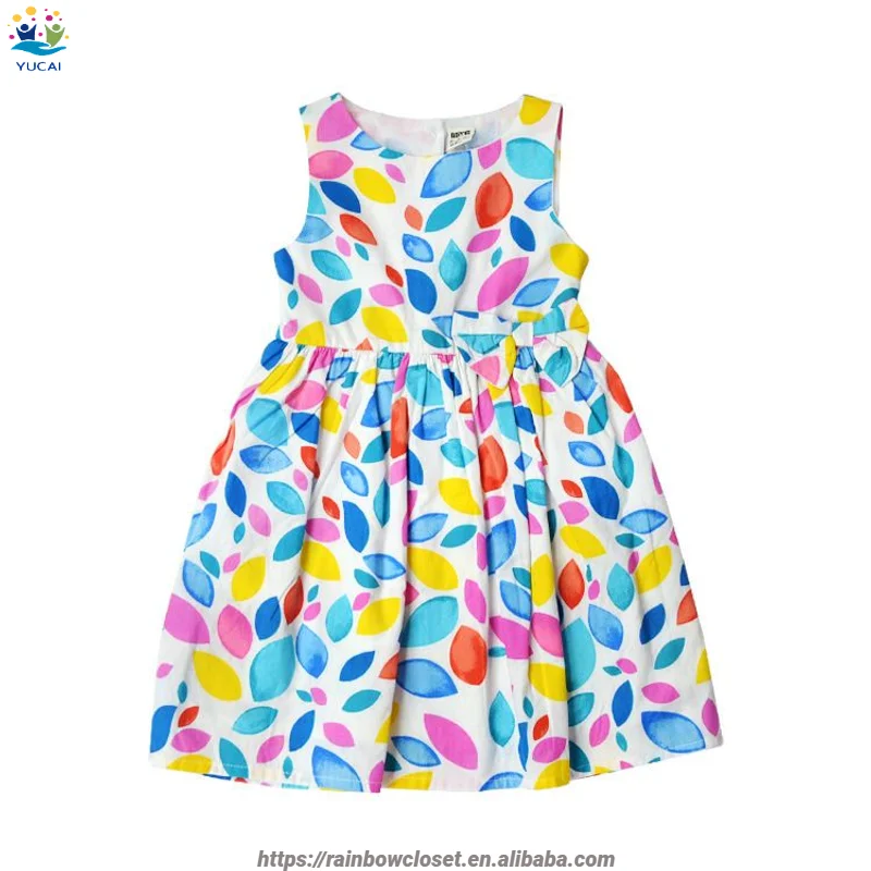 Fashion Girls Custom Print Summer Wear Kid Floral One-piece Tank Dress Children Beach Dress elegant casual dresses