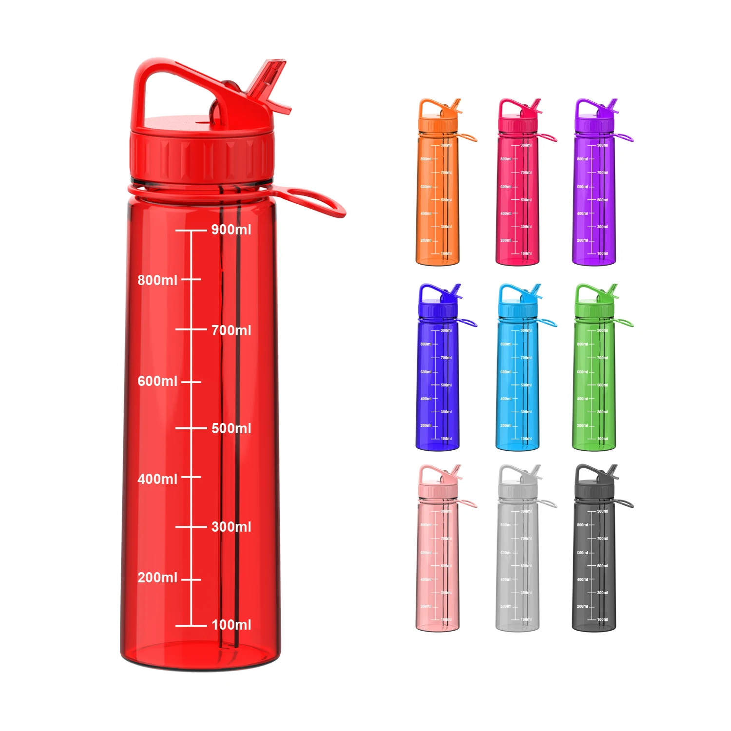 RTS Multiple Colors 900ml 30oz Time Marker Logo Custom Tritan Plastic Drinking Water Bottle