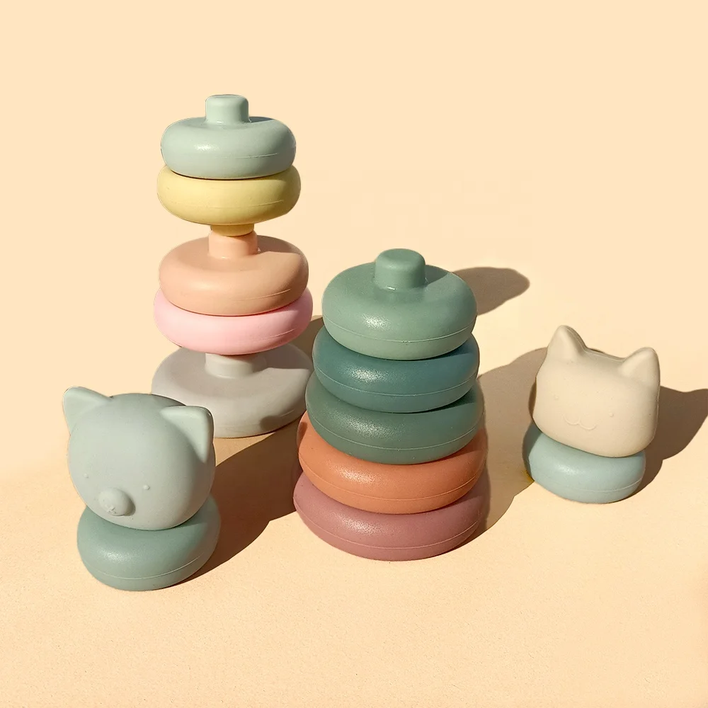 100% пищевые Силиконовые Детские Складные Игрушки, круглые строительные блоки, складные силиконовые детские развивающие игрушки для обучения