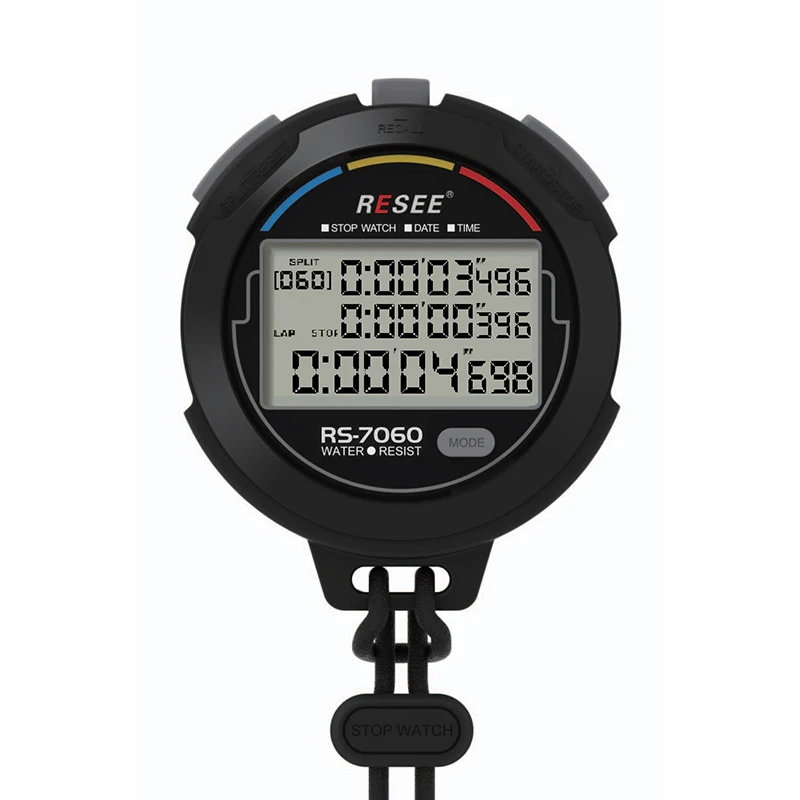 Resee Professional Training Sport Stopwatch 1/1000 Seconds Precision 60 Laps Memory Digital Water Resistant Stopwatch