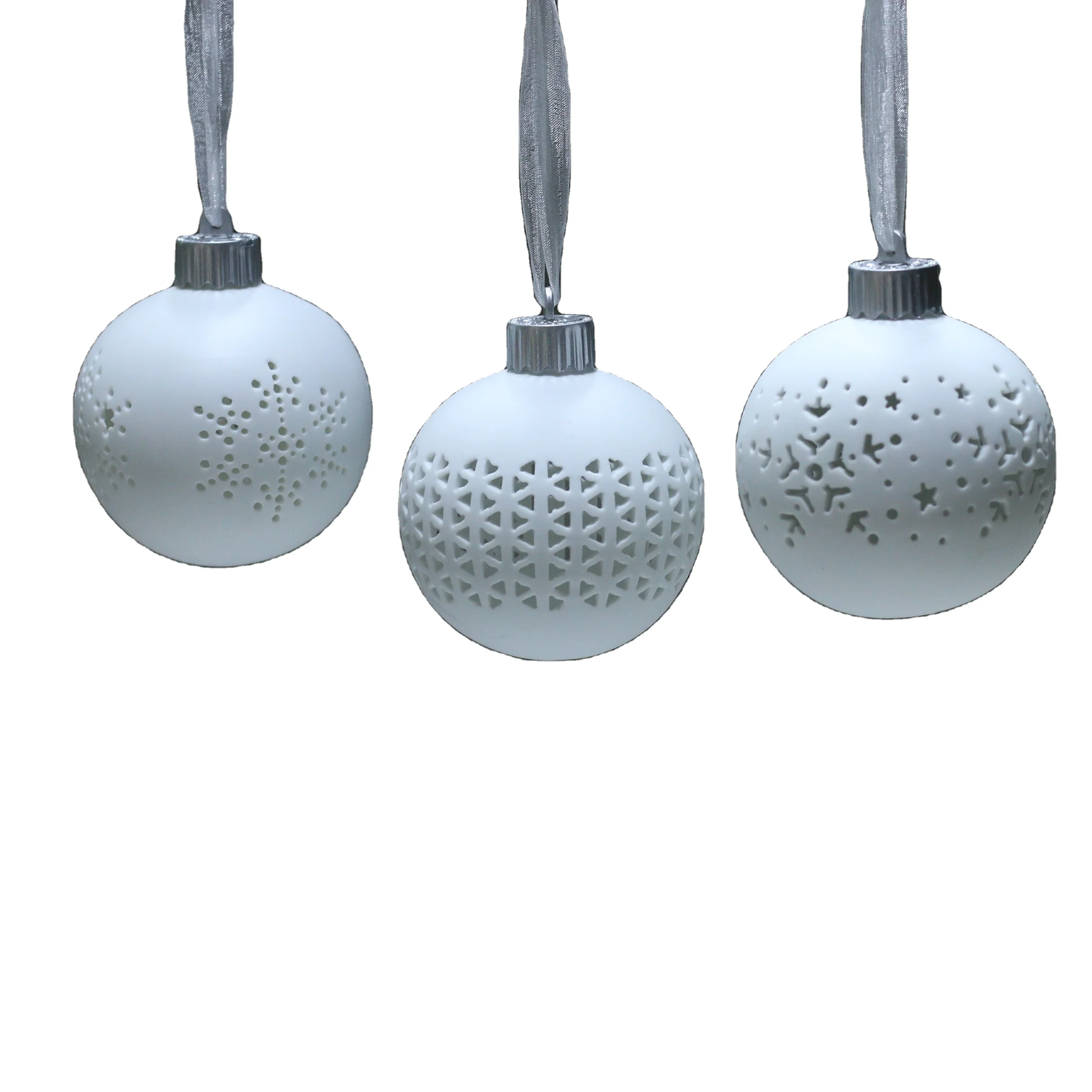 Porcelain Christmas Ball With LED Holiday Decoration for Tree Ornament