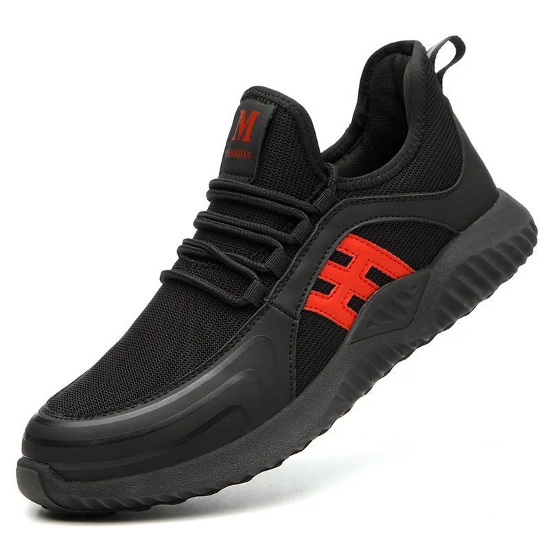 
Summer Unisex Breathable Flying Woven Lightweight Non-slip Steel Toe Industrial Work Men Safety Shoes 