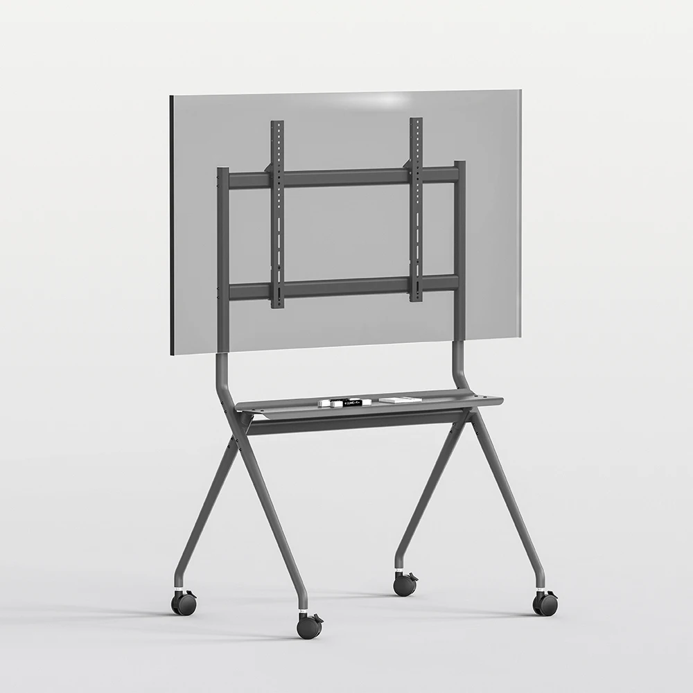 Modern 2023 Furniture Height Adjustable Portable Mobile Rolling TV Trolly Stand on Wheels Heavy-Duty Minimalist TV Cart