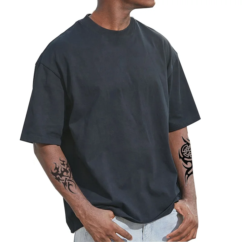 250g Heavyweight Streetwear Oversized Tshirt Custom Free Sizes High Quality 100% Cotton Hip Hop T Shirt For Men