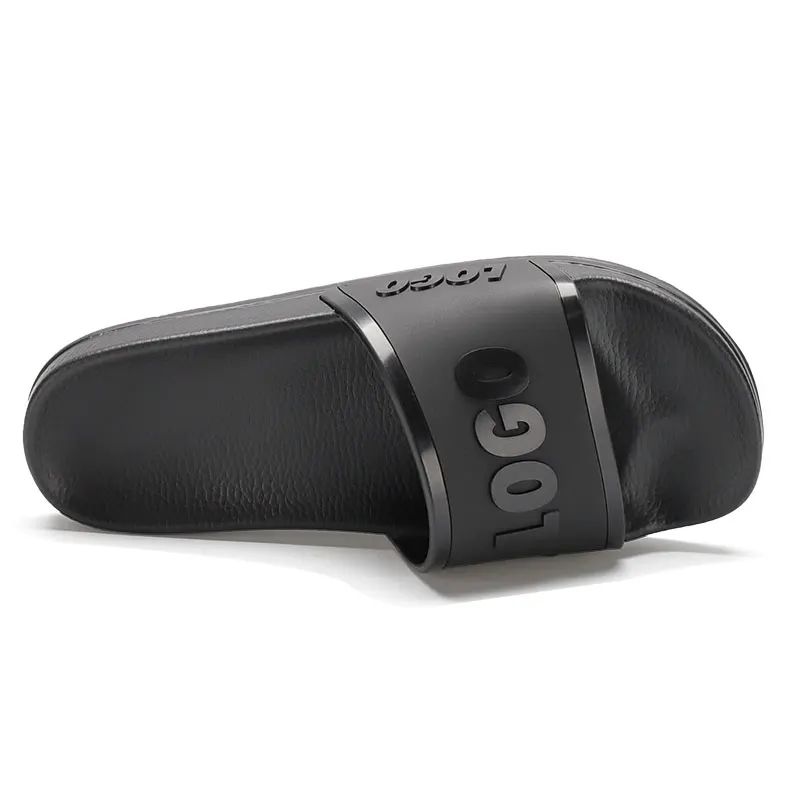 Xsheng Wholesale OEM Brand Henghao Slippers Unisex Oem Custom Black Slides Foot Custom Pu Casual Flats Shoes Beach Slippers Men