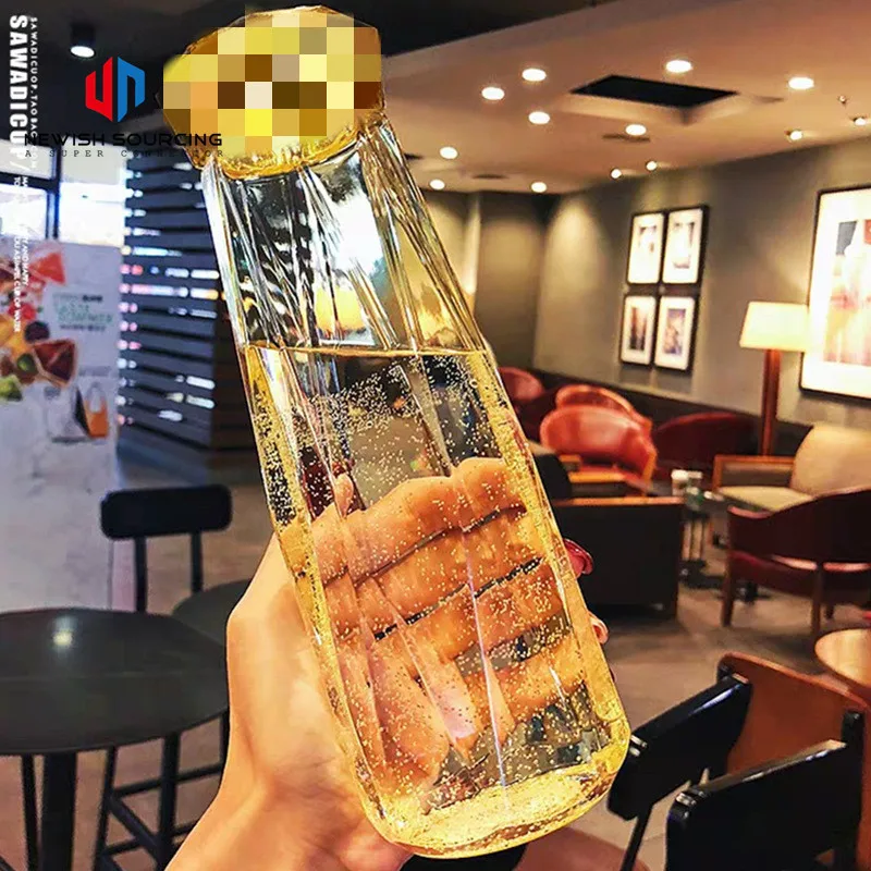 400 ml Seal Dazzle Color Crystal Diamond Creative Water Glass Bottle Cup Gift Custom Pyrex Glass Argyle Hand Cup