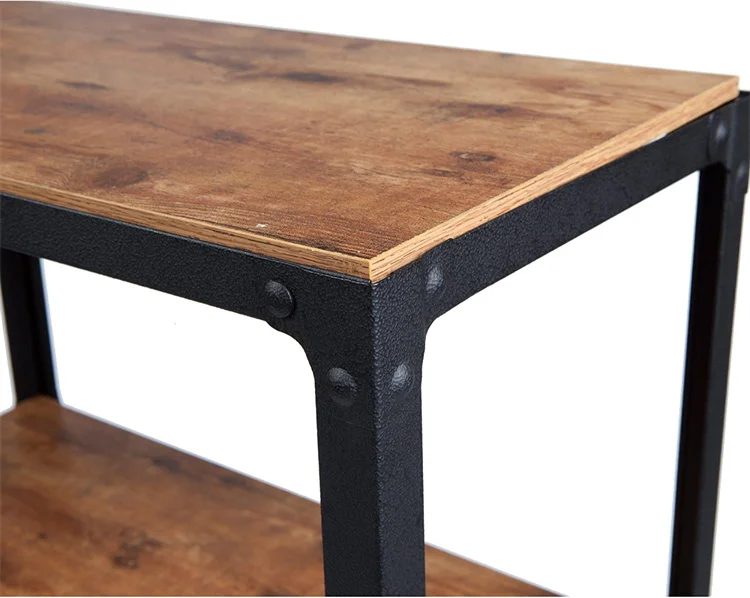 wood and metal frame Bar Cart 3 Tier Kitchen Microwave Cart Island On Wheels, Coffee Station