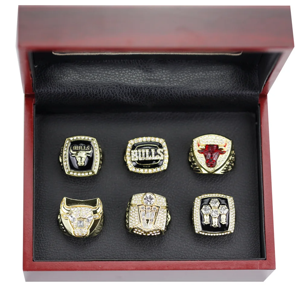 Chicago Bulls NBA Championship Ring Set 6 Rings Basketball Championship Rings