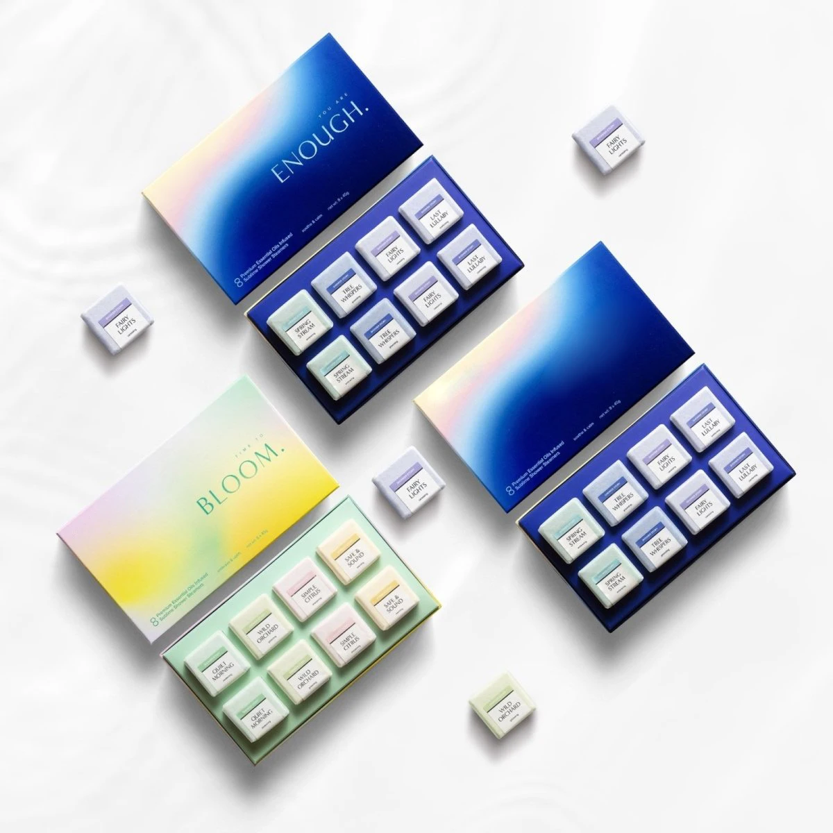 Custom 100% Vegan Organic Beautiful Fresh Square Cube 8 Tablets Shower Steamers