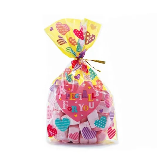 custom 100 pack biodegradable plastic bags with twist ties  for marshmallow candy snacks  cpp treat bags