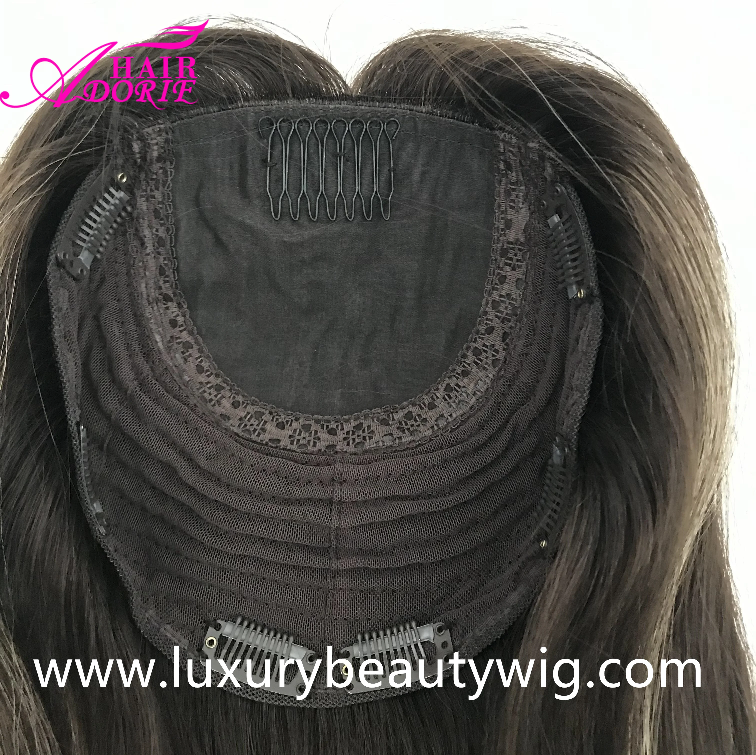 LX136 Wholesale Rooted Balayage Ombre Blonde Skin Top Kippa Fall European Human Virgin Hair Kosher Jewish Silk Base Topper