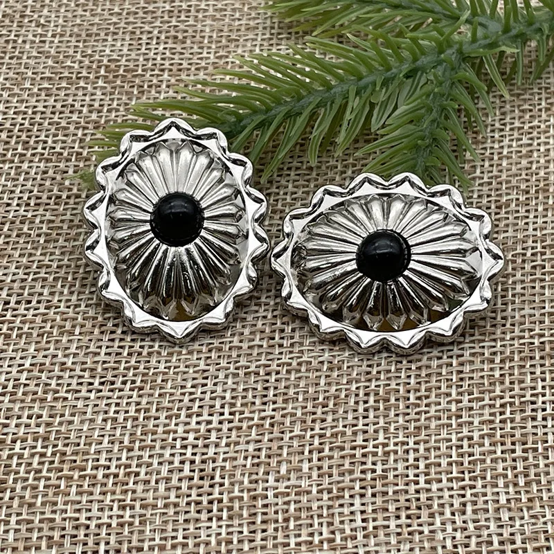 Berry Conchos with Screws Metal Flower Rhinestone Conchos Rhinestone Horse Saddle Western Bridle Pack of