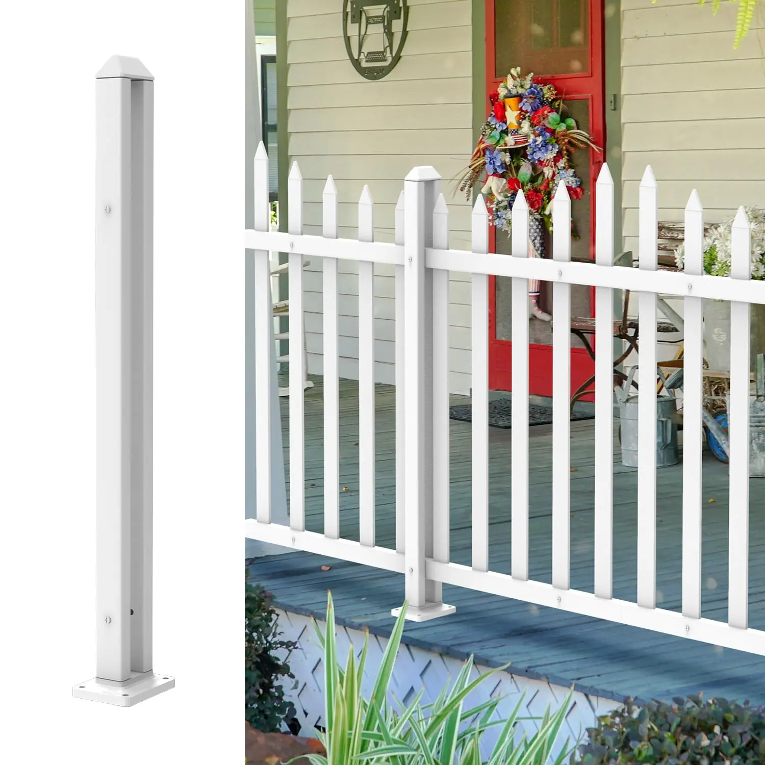 Vinyl Picket Privacy Fences For Houses, White Garden Decorative Temporary Fence Border for Backyard, Dogs Outside, Animal Barrie
