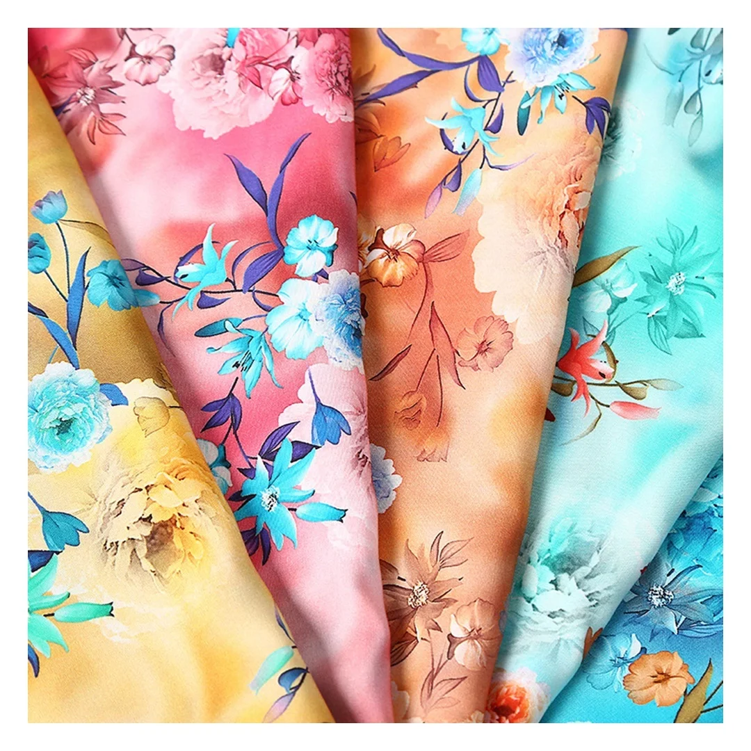 Personalize digital print viscose rayon printing fabric for floral nighty casual dress