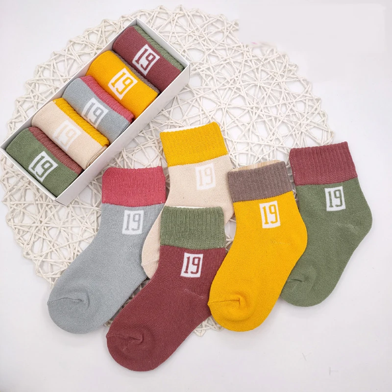 Knitting high quality organic socks crew ankle set kids socks