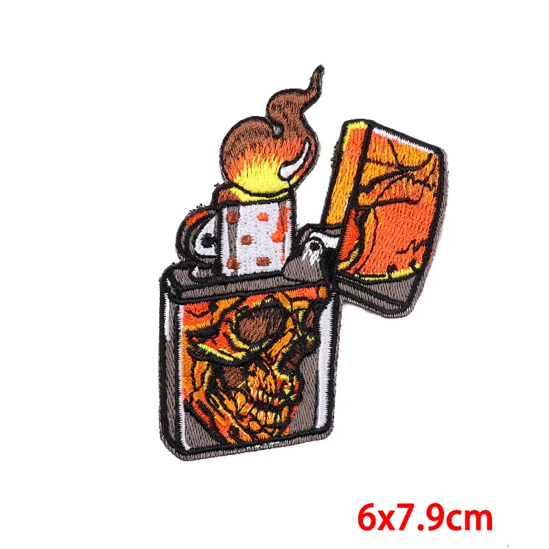 Punk Cool Style Series Patches Custom Skull Lighter Bulb Ornaments Embroidery Patch Iron on
