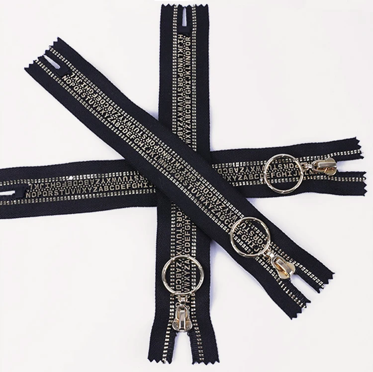 Eco-friendly 5# Letter Shaped Teeth Resin Shiny Silver Teeth Open End Plastic Zipper For Garment Jacket