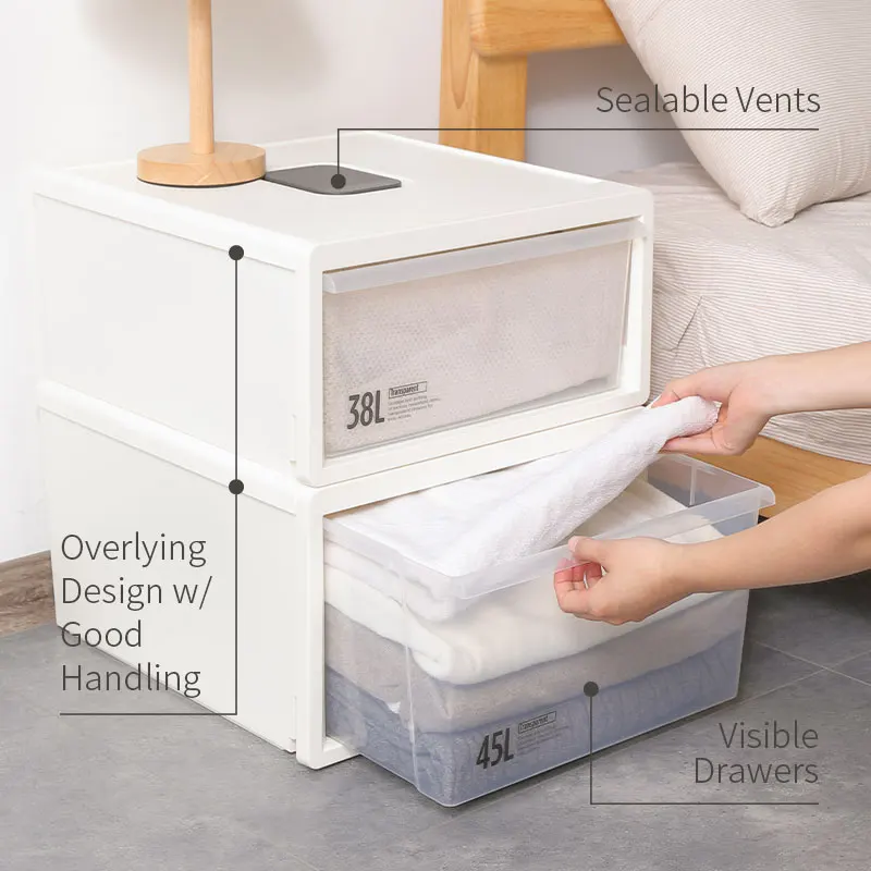 Hot sell high quality bedroom multi-function clothing  storage box& bin Drawer type 2 layer table storage box