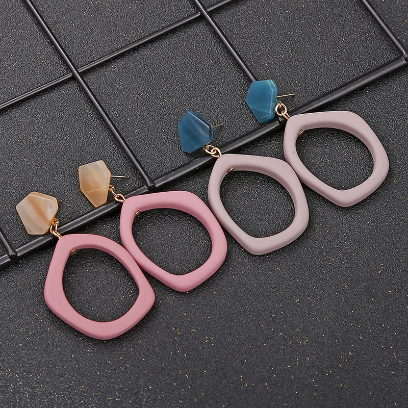 Female Jewelry Temperament Statement Irregular Acrylic Dangle Earrings Acetic Acetate Board Geometric Acrylic Drop Earrings