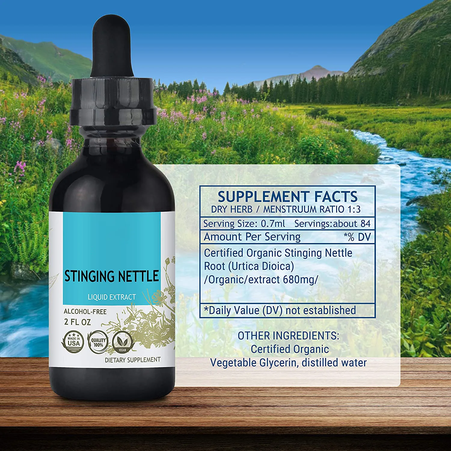 Herbal Supplement Concentrated Dark Green Nettle Leaf Liquid Drops Nettle Leaf Extract Supports Prostate Function