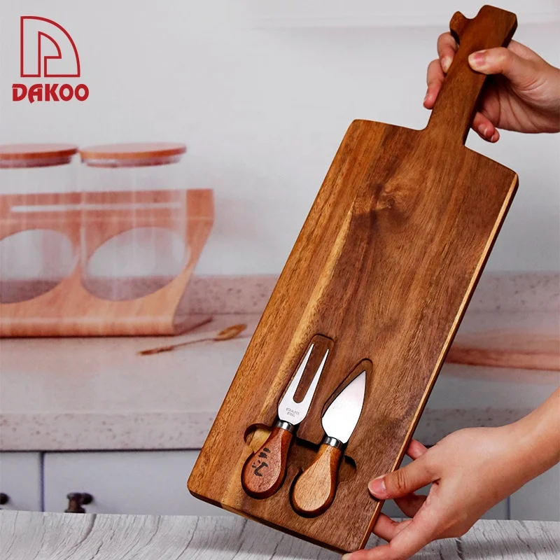 Hot Sale Wood Cheese Boards Durable Wood Cheese Cutting Board With Knife Set