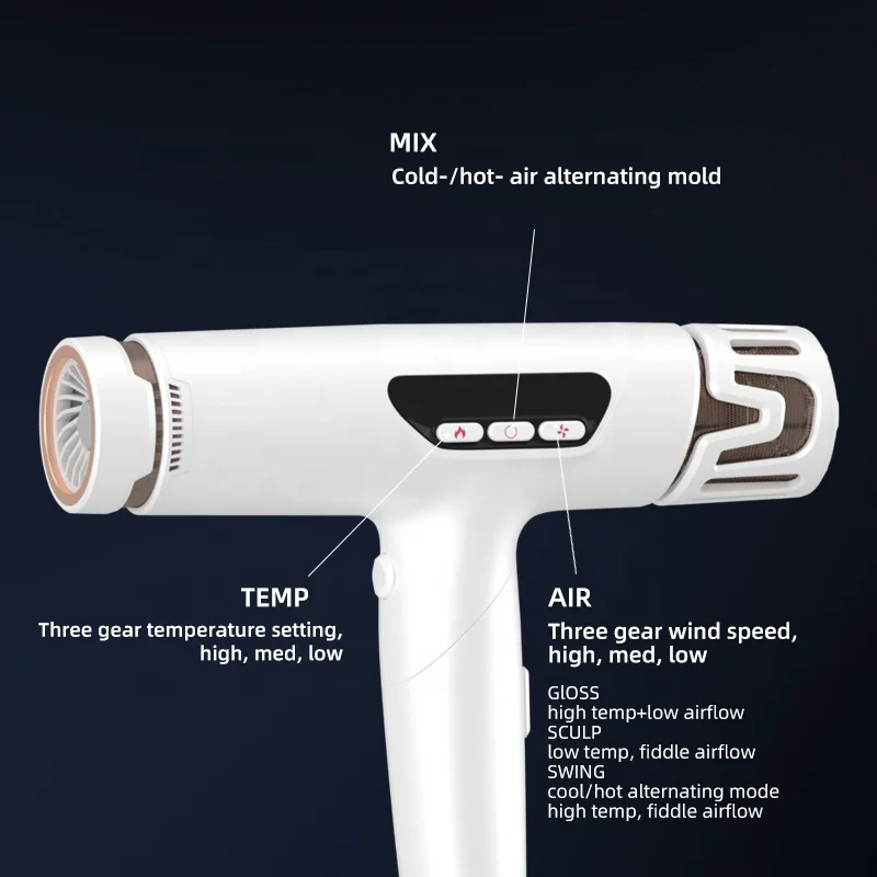 New Arrival High-Speed Digital Brushless Motor Cool Wind Button Negative Ion Hair Blow Dryer