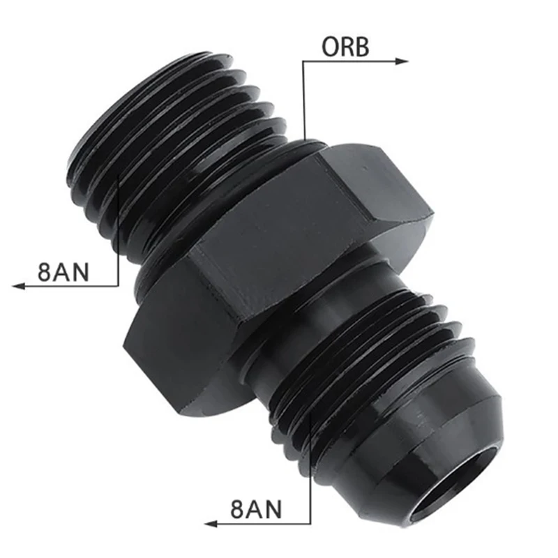 AN8 to AN8 O Ring Boss ORB Male Oil Cooler Fitting Adapter High Flow Inline Pipe Connector Fluid Line 8AN Flare Aluminum
