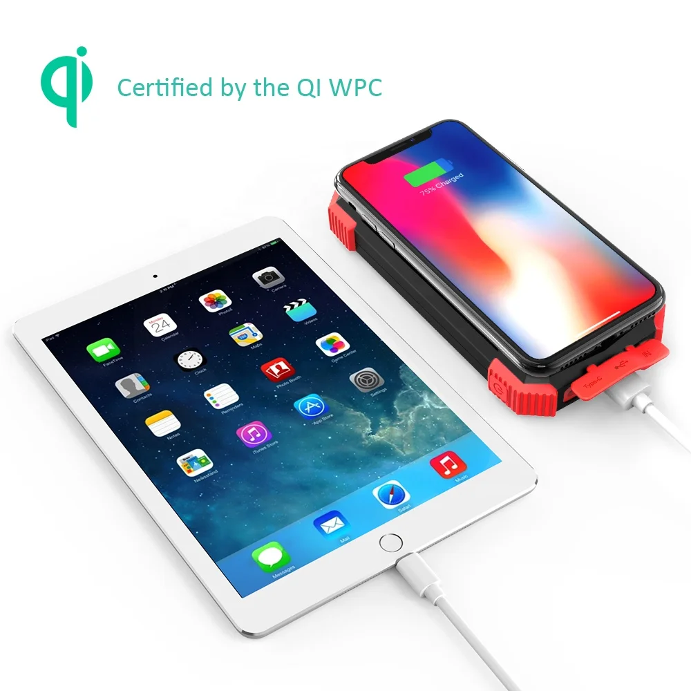 PN-W05 Power Bank Portable Wireless Charger 2.1A with Solar Panel and Flashlight 10000mah Folder Solar Power Bank