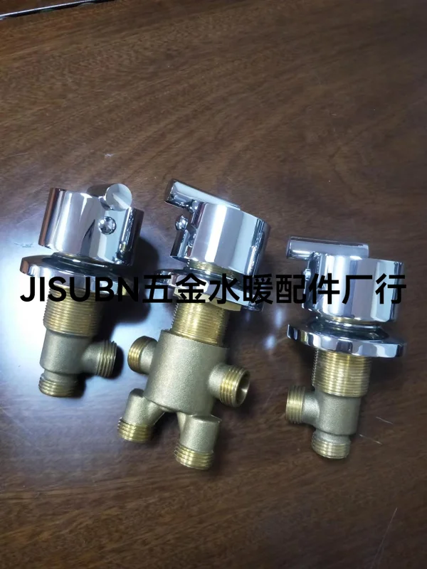 Copper Split Bathtub 4-Point Faucet Side Cylinder Type Hot and Cold Mixing Switch Water Distributor Bathtub Valve Adapter