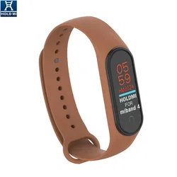 HOLDMI 430222 series olive green color silicone watch belt band compatible for mi band 3 and 4