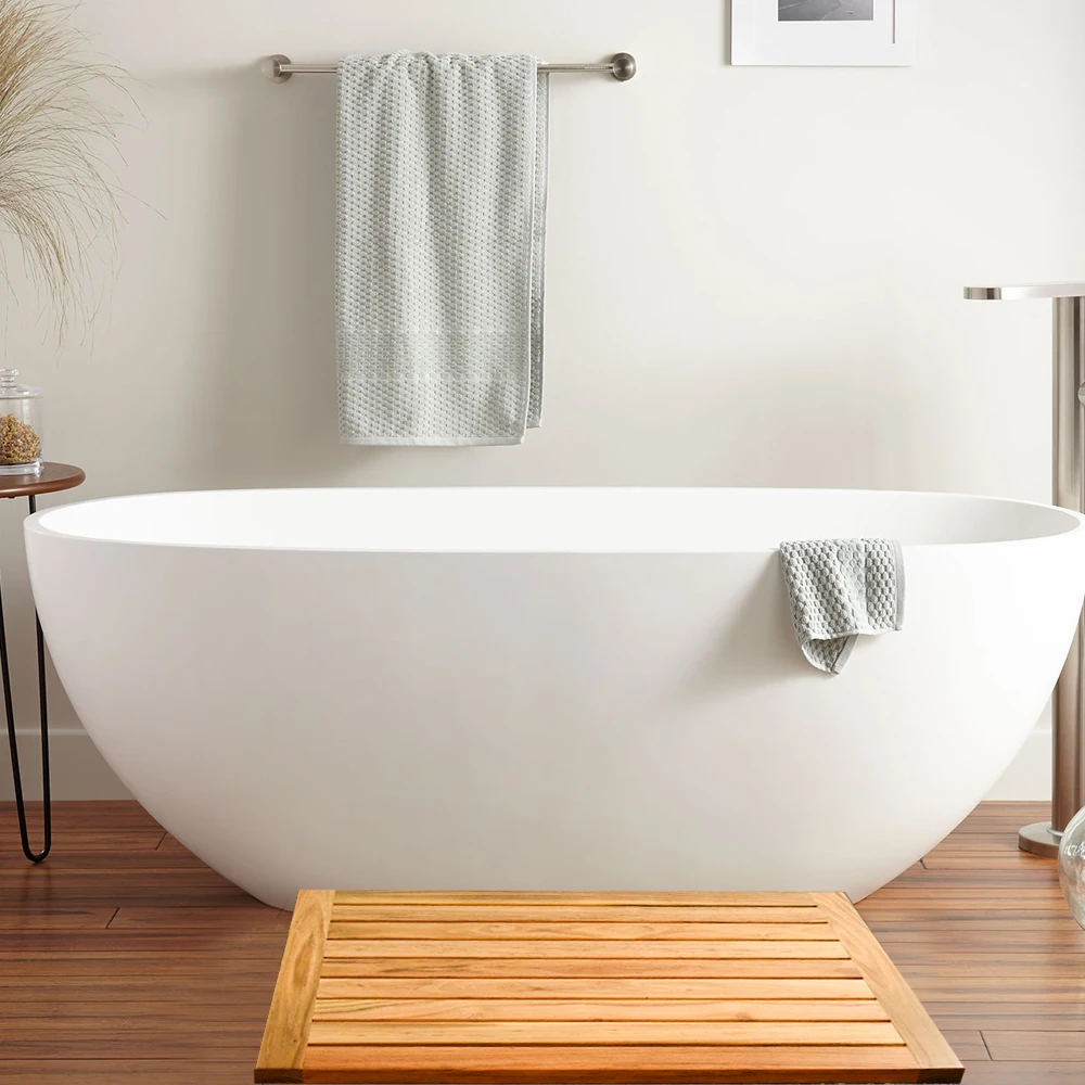 Large Rugs Waterproof Nature Bamboo Wooden Shower Floor Mat For Indoor Bathroom Luxury Bathtub And Outdoor Use With Non Slip