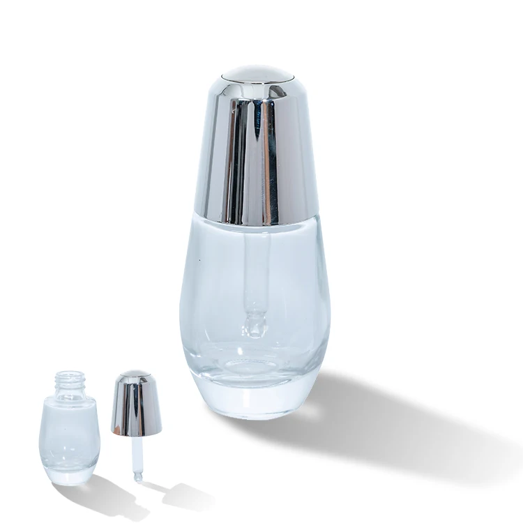 30ml clear frosted press pump button glass dropper bottle cosmetic serum bottle with pipette