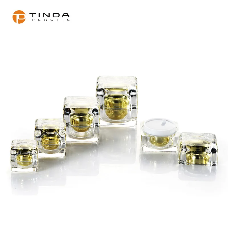 Skincare container plastic acrylic square cream packaging bottle and jar cosmetic packaging set 30g 50g 40ml 60ml 100ml