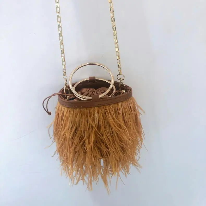 New design multi colors high quality fashion ostrich feather bag