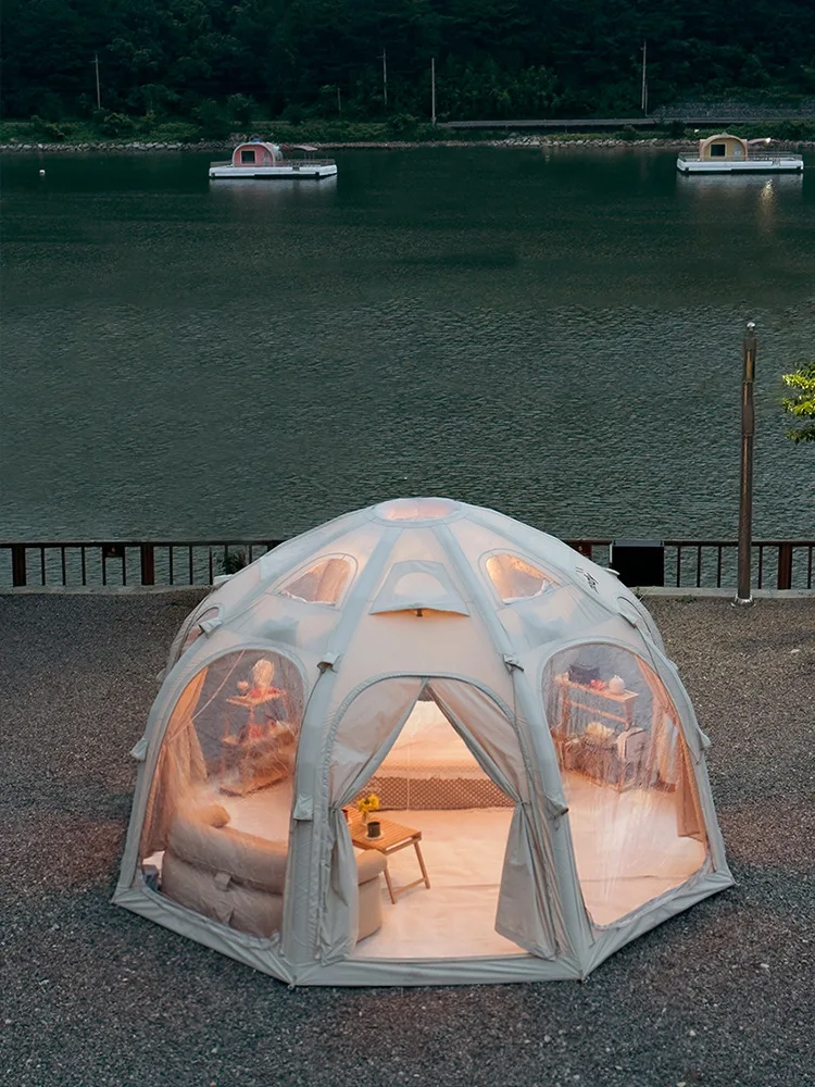 Round Big Space Cotton Canvas Inflatable Air Outdoor Camping Tent for Outdoor Camping Family activity