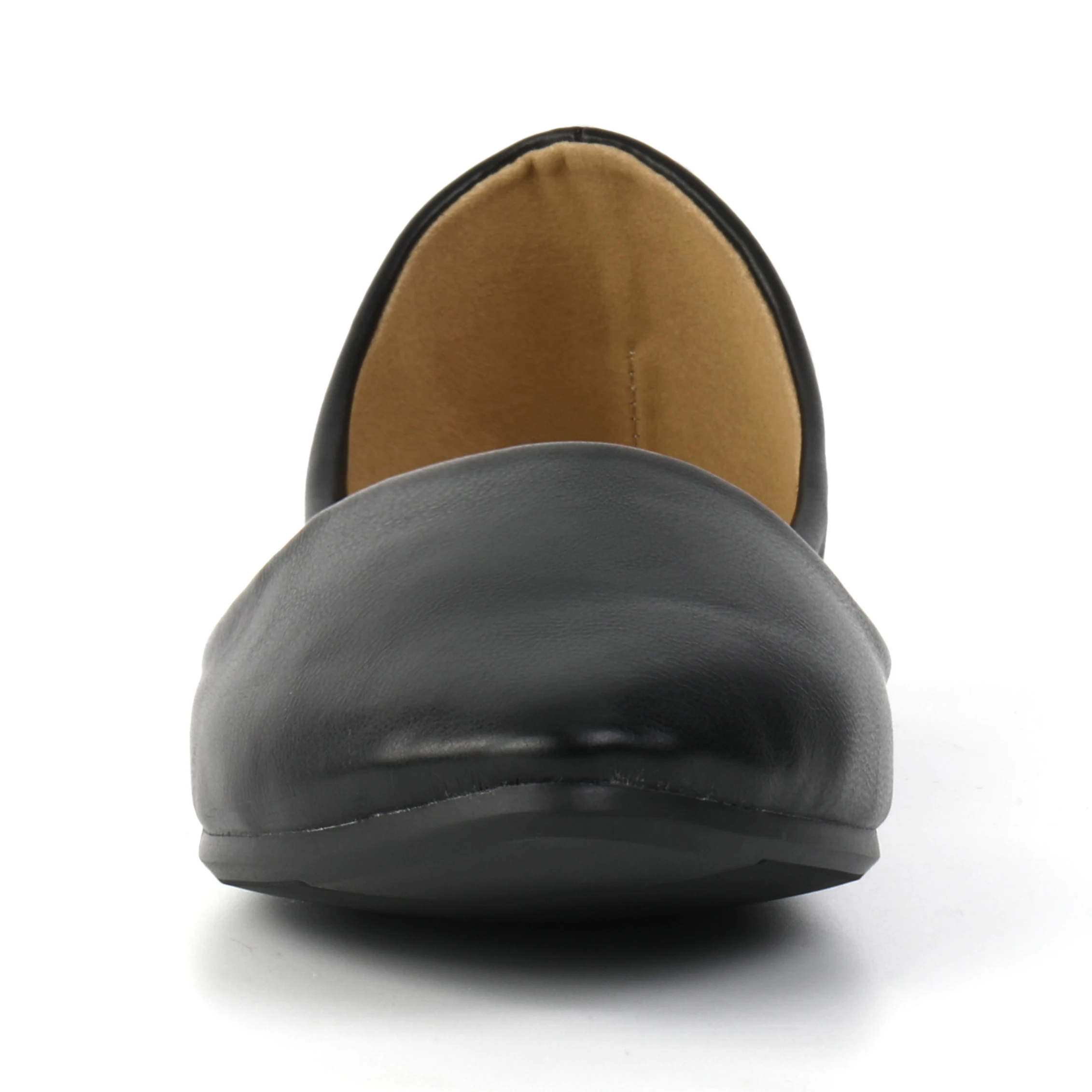 Soft Comfortable Pu Leather Plus Big Size Cusp Pointed End Nude Shoes Flat For Women Office Commute