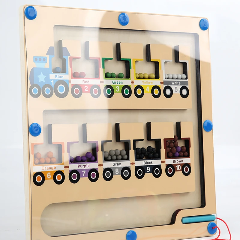 Wooden magnetic color classification counting board walking wooden pen maze mathematical enlightenment cognitive puzzle toy