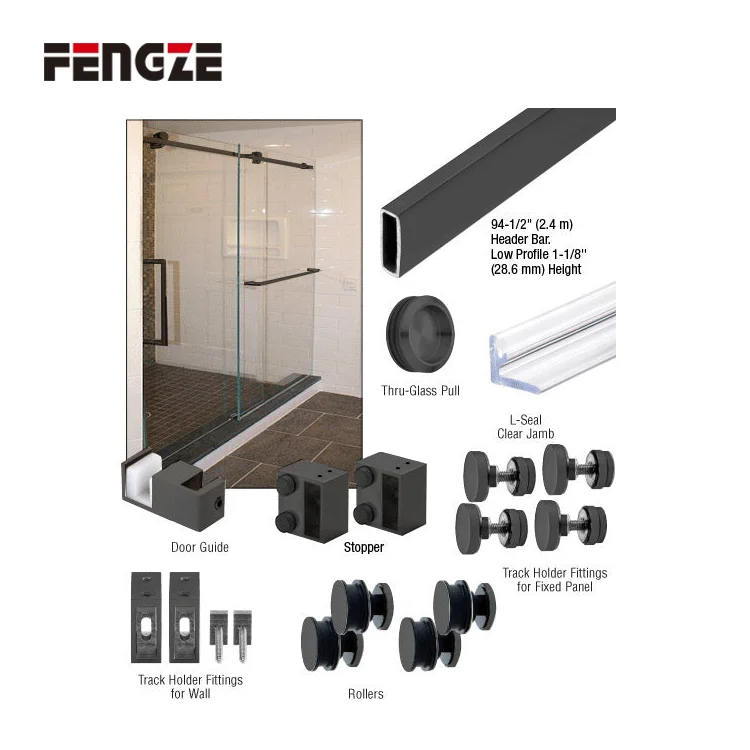 FENGZE Shower Sliding Door Hardware Automatic Glass Hardware Accessories Slide Door System Door Window Accessories