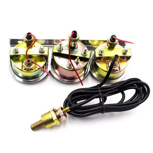 50mm Chrome Oil Pressure Water Volt Triple 3 Gauge Set Kit Car Parts Dash Panel