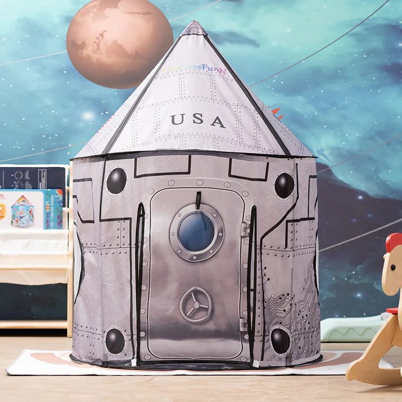 Kid Folding House Play Tent Playhouse Rocket Castle Pop Up Tent Princess Children Playing Tent