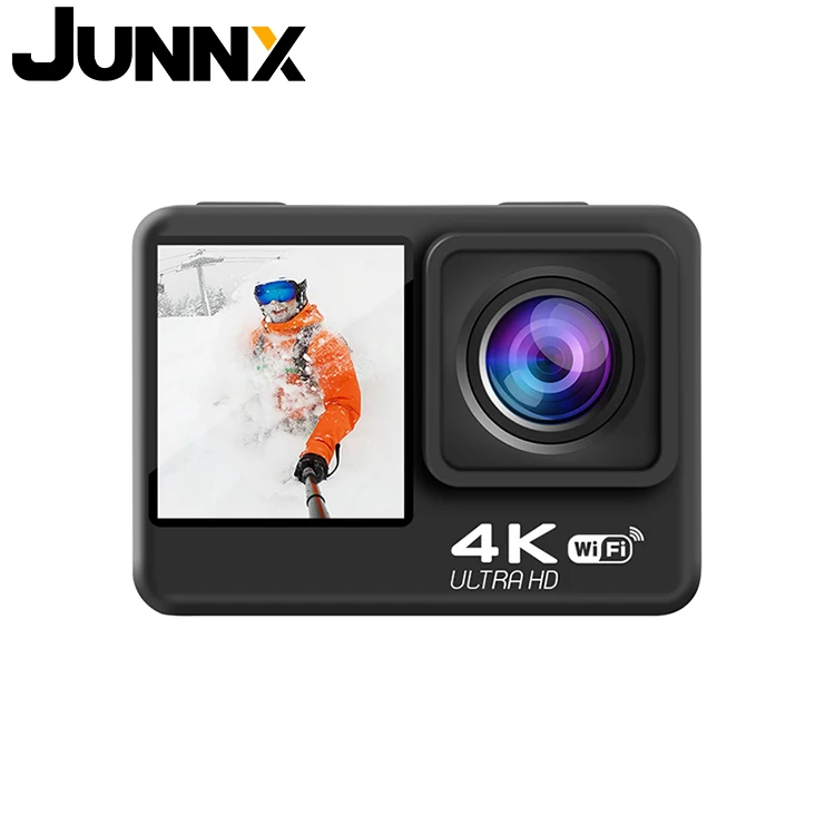 JUNNX Action Video Camara 4 K 60 FPS 24MP 2.0 Touch LCD EIS Dual Screen Remote Control WiFi Waterproof Extreme 4K Sports Camera
